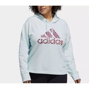 ADIDAS Women’s Plus Size 2X Hoodie Mint Green Graphic Logo With Polka Dots